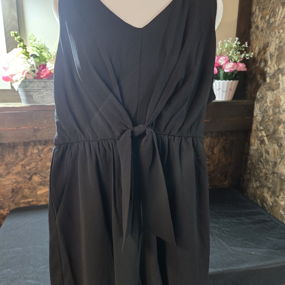 Lily Rose Black Midi Dress with Tie Waist